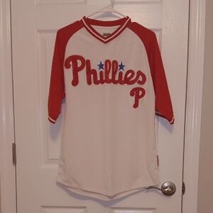 Stitches Phillies Men's Jersey - Red and White Size Med.